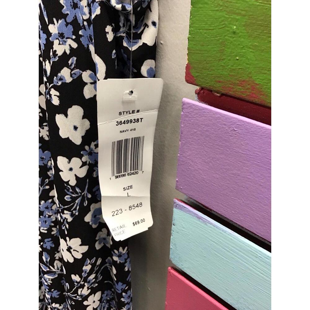 MSK women’s maxi dress size large navy 410 black floral new from JCPenney - Picture 2 of 4